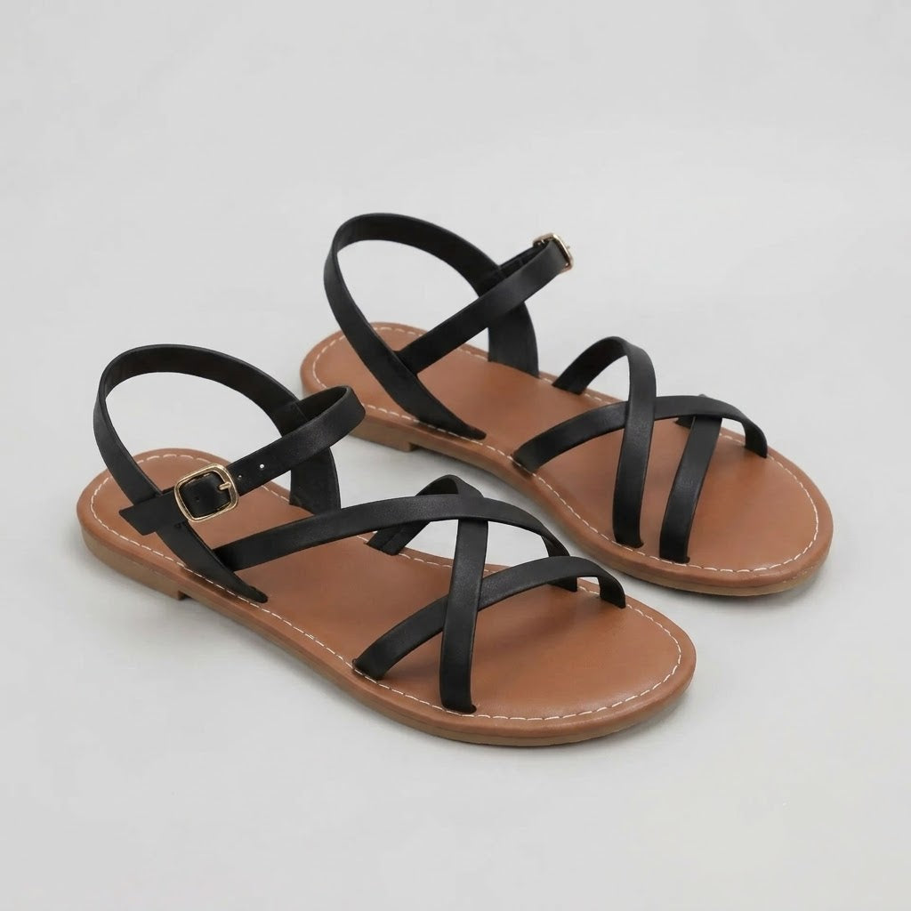 Mia | Damen Crisscross Flache Sandalen