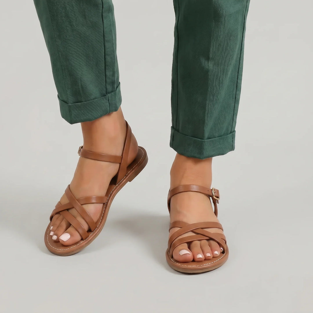 Mia | Damen Crisscross Flache Sandalen