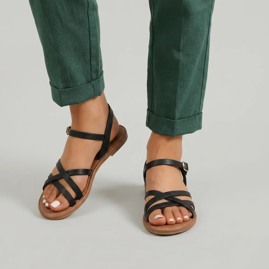 Mia | Damen Crisscross Flache Sandalen